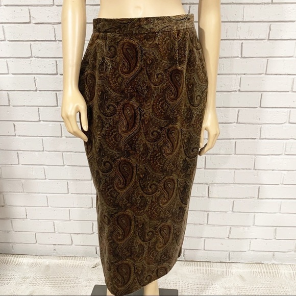 Michelle Stuart Vintage Brown‎ Paisley Midi Skirt - Picture 3 of 16